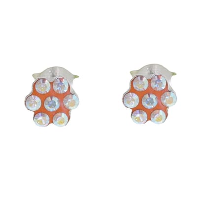 Behave - Oorbellen - Bloem - 925 Sterling Zilver - Aurore Boreale Kristal steentjes -Oranje