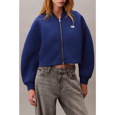 Calvin Klein Oversized Scuba Bomber Jacket Blue Herald Maat: S | Bomberjacks Outlet | Dames | Blauw