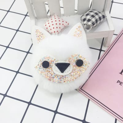 DAEBAK Vos Zachte Pompom Bontbal Sleutelhanger - Vrouwen Accessoires - Sleutelhanger - Wit