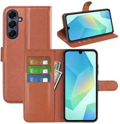 MobyDefend Hoesje - Geschikt voor Samsung Galaxy A17 - Kunstleren Wallet Book Case (Sluiting Voorkant) - Bruin