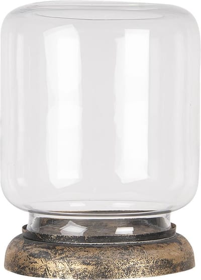 Clayre & Eef Windlicht Ø 21x27 cm Metaal Glas Rond Kaarsenhouder