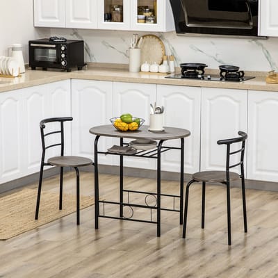 MODFU - Bistroset Met Tafel En 2 Stoelen - Met Onderplank - Modern - Voor Kleine Ruimtes - Metaal En MDF - Zwart - 80 x 53 x 74,5 cm
