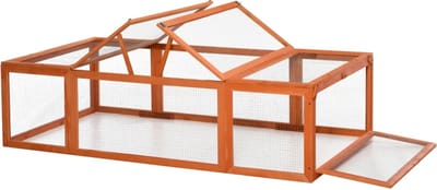 Konijnenhok voor buiten - Weerbestendig - Met ren - Kooi - Groot konijnen hok - Oranje