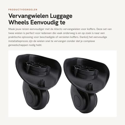 Dailygoods- Bagagewielen Vervangset - 2 Stuks Zwenkwielen - Kunststof - Lichtgewicht - Warmte-isolerend - Vochtdicht - Geschikt voor Trolley Koffer - Kofferwielen