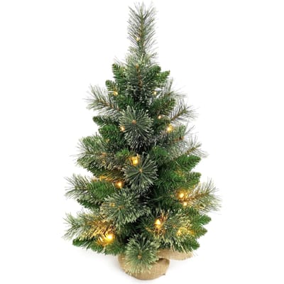 24 inch kleine kerstboom PE/PVC kunststof dennenappel decoratie PE kunststof mand basis met warme Floral Pine Needles black