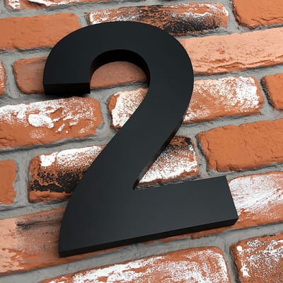 Promessa-Design - Huisnummer 2 Zwart Mat - Acrylaat 3D Groot - Hoogte 30 cm - Dikte 25 mm - onderhoudsvrij - Type 3D/Acrylaat/30/MatZwart/Arial.