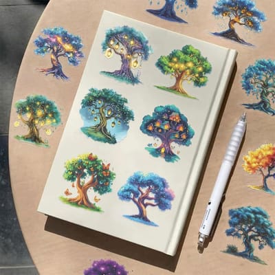 Magische Boom Stickers voor Laptop, Scrapbook, Dagboek, Auto, Fiets, Helm, Skateboard en Motor - Set van 50 Decoratieve Stickers voor Creatieve Projecten