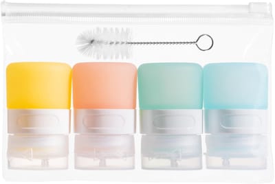 Dailygoods - 4 stuks mini-knijpflessen voor sauzen, 30 ml sausfles, lekkere draagbare flessen voor honingsaus, saladedressing, kruidenstrooier, inclusief reinigingsborstel