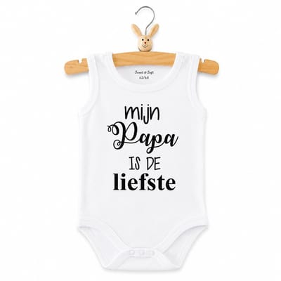 Baby Rompertje met tekst  | mijn papa is de liefste | korte mouw mouwloos | wit zwart | maat 50-56