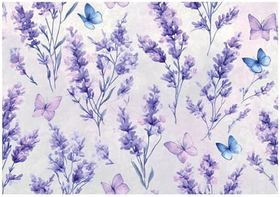 WALLARENA - Behang 150x105 cm - Fotobehang - Vliesbehang - lavendelbloemen in paars - voor slaapkamer en woonkamer - halfmatte afwerking - paars