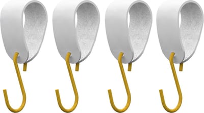 S-haakje Wit + leren hanger: PEACH - Maat S - set van 4 (S-haakjes - kapstokhaakje - handdoekhaakje - kapstokhaak - ophanghaken - S-haken)