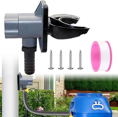 Verzamelingssysteem voor regenwater, geschikt voor afvoeren van 70-110 mm, met regentonverbinder en ideaal voor daken tot 80 m²