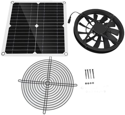Zonne Afzuigventilator, 10 Inch 100W Waterdicht, Geschikt voor Kippenhok & Huisdierhok