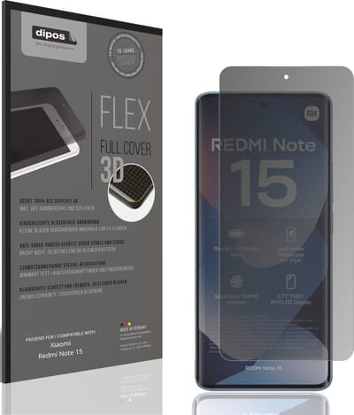 dipos FLEX – Matte Privacy Screenprotector geschikt voor Xiaomi Redmi Note 15 | Volledige Schermbescherming | Case-Friendly