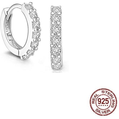 100% Echt 925 Sterling Zilver Kristal Cirkel Oorbel Voor Vrouwen Sieraden Maken Cadeau Bruiloftsfeest Verloving E024 white