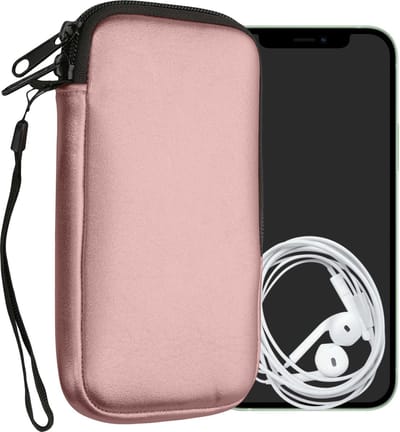 kwmobile telefoontasje universeel geschikt voor L - 6,5" smartphones - 16,5 x 8,9 cm - Hoesje met rits en polslusje -In metallic roségoud -