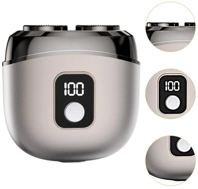 Mini draagbaar elektrisch scheerapparaat - Luxe grijs - Dubbele mesjes 8000 RPM - Behuizing van aluminiumlegering - Digitale batterij-indicator - Geschikt voor scheren op reis - Perfect cadeau