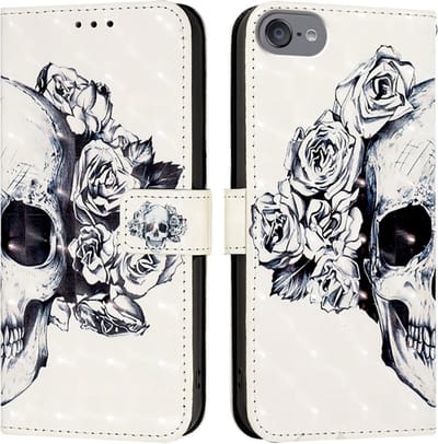 Bescherm-Etui Mapje Cover Hoes geschikt voor iPod Touch - Wit - Skull