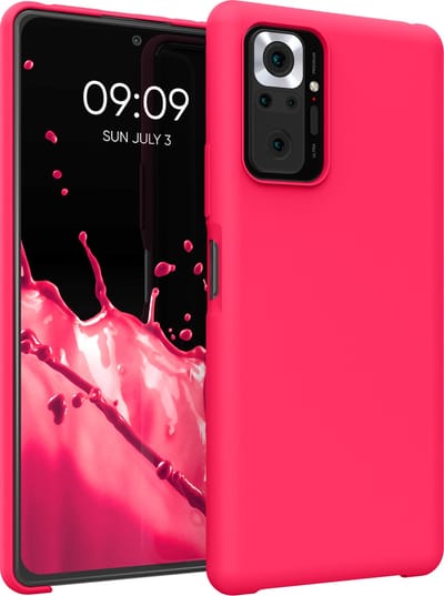 kwmobile telefoonhoesje geschikt voor Xiaomi Redmi Note 10 Pro - Hoesje met siliconen coating - Smartphone case in neon roze