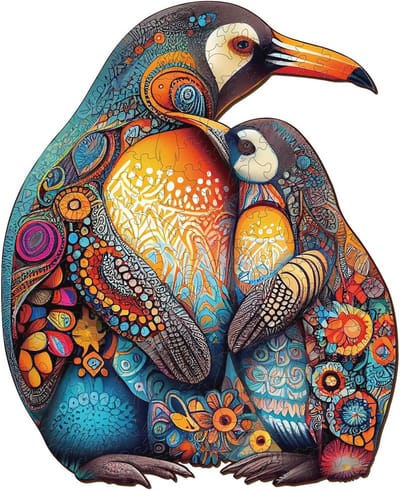 Unieke Houten Puzzel voor Volwassenen en Kinderen - Pinguïn Dierenpuzzel van 100 Stukken 21x17,1 cm