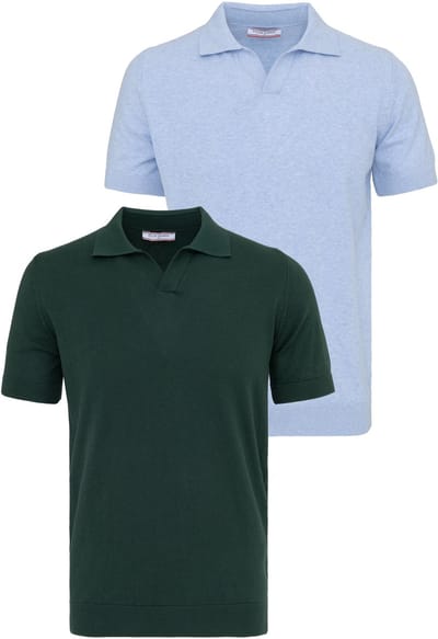 Felix Hardy Polo Shirt Korte Mouwen 100% Katoen - 2 Pack Heren Donkergroen-Blauw - L