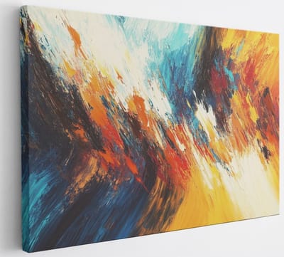 Saammp Canvas Schilderij -Kleurrijke groffe strepen - Abstract kunstwerk - 30x20 - Foto op canvas - Wanddecoratie - Muurdecoratie Woonkamer - Slaapkamer decoratie - Canvas Print