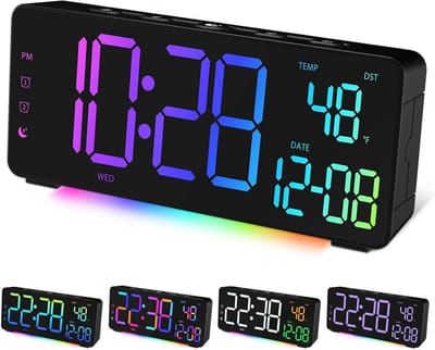 Digitale Wekker met RGB LED Display, Temperatuur en USB Oplaadpoort voor Slaapkamer