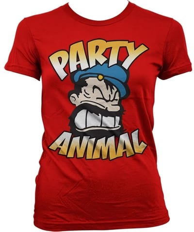 Popeye Brutos Party Animal Girly T-shirt voor dames, rood
