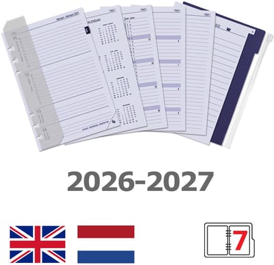 Kalpa 6307-26-27 210 x 144 mm A5 6 Ringagenda Organizer Vulling NL EN 2026-2027