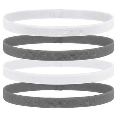 Witte en grijze elastische sport haarbanden – set van 4 stuks – unisex antislip haaraccessoires voor sport en dagelijks gebruik