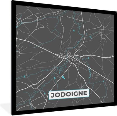 Fotolijst incl. Poster - Stadskaart – Grijs - Kaart – Jodoigne – België – Plattegrond - 40x40 cm - Posterlijst