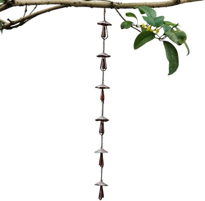 Regenketting - Dakgootketting decoratief - Waterafvoer tuin - Roterende cups - 130 cm lang - Metaal