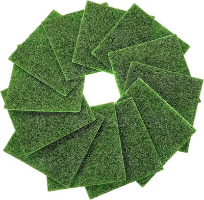 Kunstgrastapijt Set - Kunstmos Matten - Tuin Decoratie - Waterdoorlatend Ontwerp - 15x15cm Per Stuk - Groen