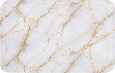 Badmat 80x50 cm - Antislip - Wit - Goud - Marmer - Aders - Badmatten voor badkamer - Badkamermat - Douchemat - Badkamer mat