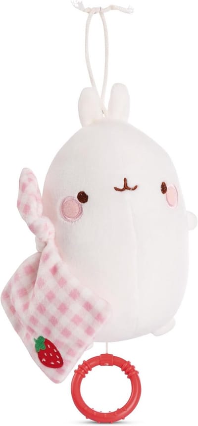Pluchen Muziekdoosje 15 cm Wit - Knuffel voor Baby en Peuter om Vast te Pakken en in Slaap te Vallen