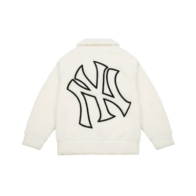 MLB Effen Kleur Logo Bedrukt Jas met Lange Mouwen Uniseks Jassen Crème 3AJPF0216-50CRS S