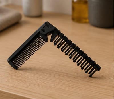 Reisborstel met reiskam – haarborstel – kam – haarkam – opvouwbaar – inklapbaar – voor onderweg - zwart