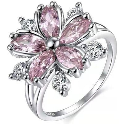 Schattige vrouwelijke roze kristalstenen ringcharme luxe dunne trouwringen voor vrouwen sierlijke bruid bloem zirkoon verlovingsring 8 gray