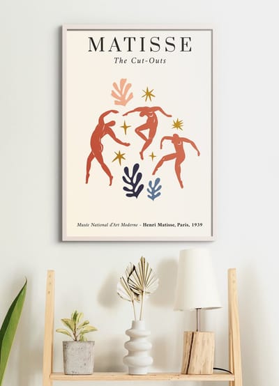 Poster In Witte Lijst - Henri Matisse - 'The Dance' - Abstracte Kunst Print - Cut Outs - 70x50 cm - Collage