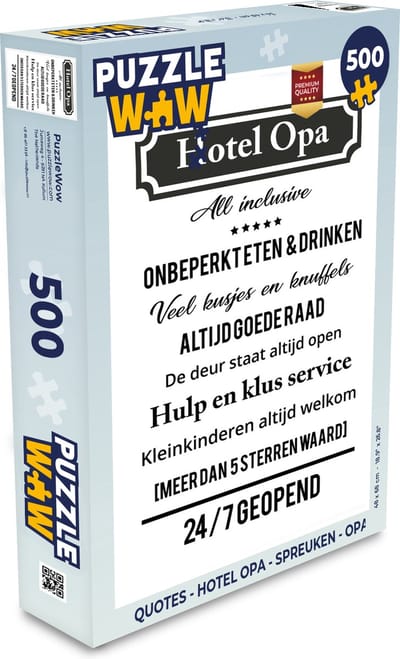Puzzel Quotes - Hotel opa - Spreuken - Opa - Legpuzzel - Puzzel 500 stukjes