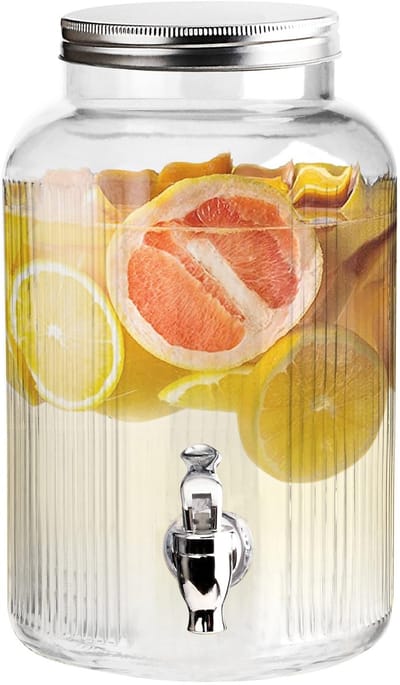 Dailygoods- Drankdispenser 5,5 liter - Glazen ontwerp - Veilig schroefdeksel - Brede flessenhals - Perfect voor water/sap/cocktail - Eenvoudig te gebruiken - Drankpot