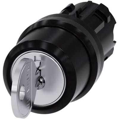 Siemens 3SU10004BL110AA0 3SU1000-4BL11-0AA0 Sleutelschakelaar Kunststof frontring Sleutel Zwart 2 x 45 ° Sleutel-ontgrendeling 1 stuk(s) Piece