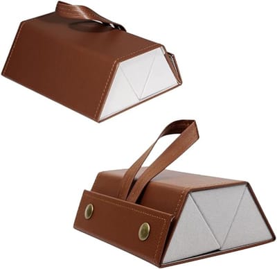 Brillendoos - Zonnebril Houder - 3 vakken - 16*13*6 cm - Brillendoos met 3 Vakken -brillenhouder - opbergkoffer - reisetui - PU-leer - opbergkoffer brillen en sieraden - bruin