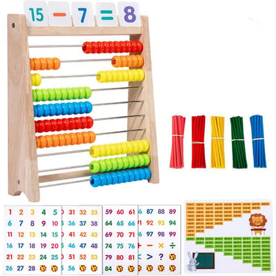 Houten Rekenrek Tien Niveaus Rekenkundig Rek Kinderen Optellen Aftrekken Bewerking Wiskunde Speelgoed Montessori Educatief Speelgoed beige