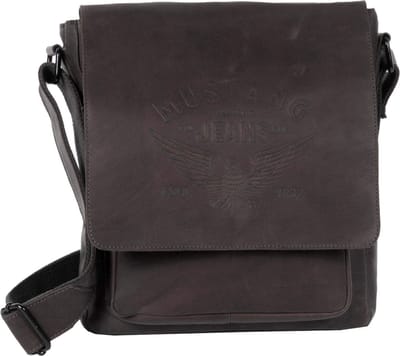 MUSTANG Leren Schoudertas Valencia Pisco Shoulderbag Brown Donkerbruin