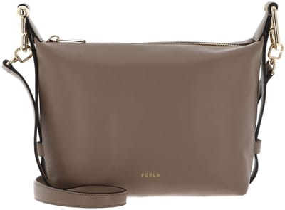 FURLA Leren schoudertas Vitello Claris Lux Tonie Hobo Bag Greige Taupe