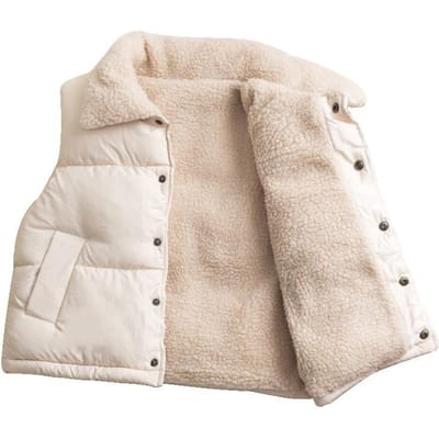 Automne Hiver Garçons Filles Veste Sans Manches Manteau Vêtement d'Extérieur Gilet Chaud pour Enfants 90cm beige