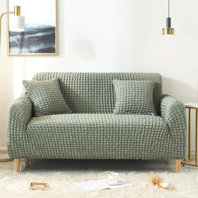 Rekbare 1/2/3/4-zitsbankhoes Seersucker Bankhoes Universele Volledige Pakket Bankhoes Premium Gevoel Vier Seizoenen Universeel 1-Seater 90-140cm groen