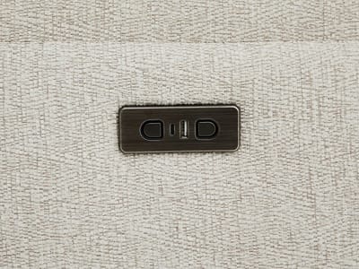 Vente-unique Elektrische relaxhoekbank met tablet in gespikkeld beige stof KELUNO