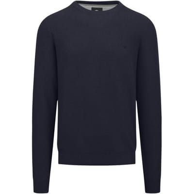 Fynch-Hatton Trui O-Neck Uni Color Fine Texture Navy / male